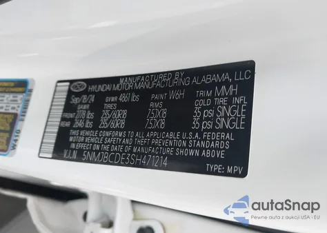 2025 Hyundai Tucson Sel from USA, damaged, VIN 5NMJBCDE3SH471214